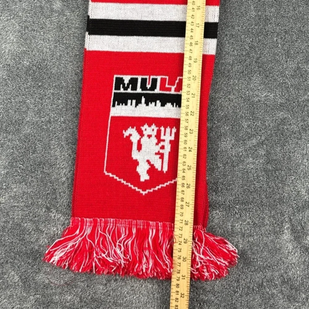 Ruffneck Scarve Manchester United MULA Soccer Scarf Red White Black Striped Knit
